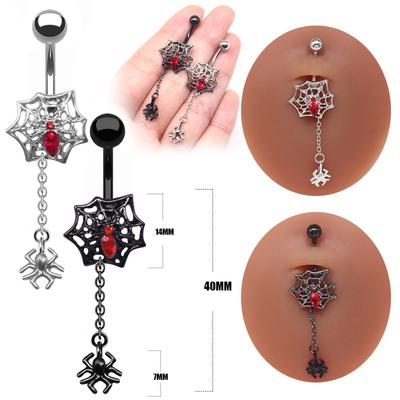 Spider 14G Belly Button Rings Stainless Steel Barbells for Women Girls Navel Rings GZ Body Jewelry Navel Piercings