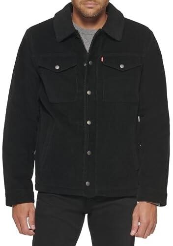 Demi-season Jacket Levi's Corduroy Sherpa Lined Trucker Jacket Black