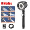 6 Spray Filter Shower Head ABS Portable High Pressure Large Strong Flow Shower Heads with Stop Button Universal Bathroom Nozzle