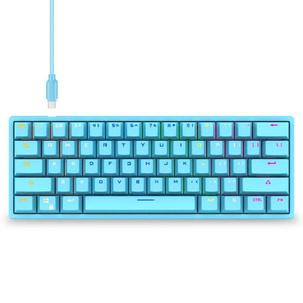 

Y-FRUITFUL K33 61 клавіша Тип C Механічна ігрова клавіатура з можливістю гарячої заміни та RGB-підсвічуванням Blue