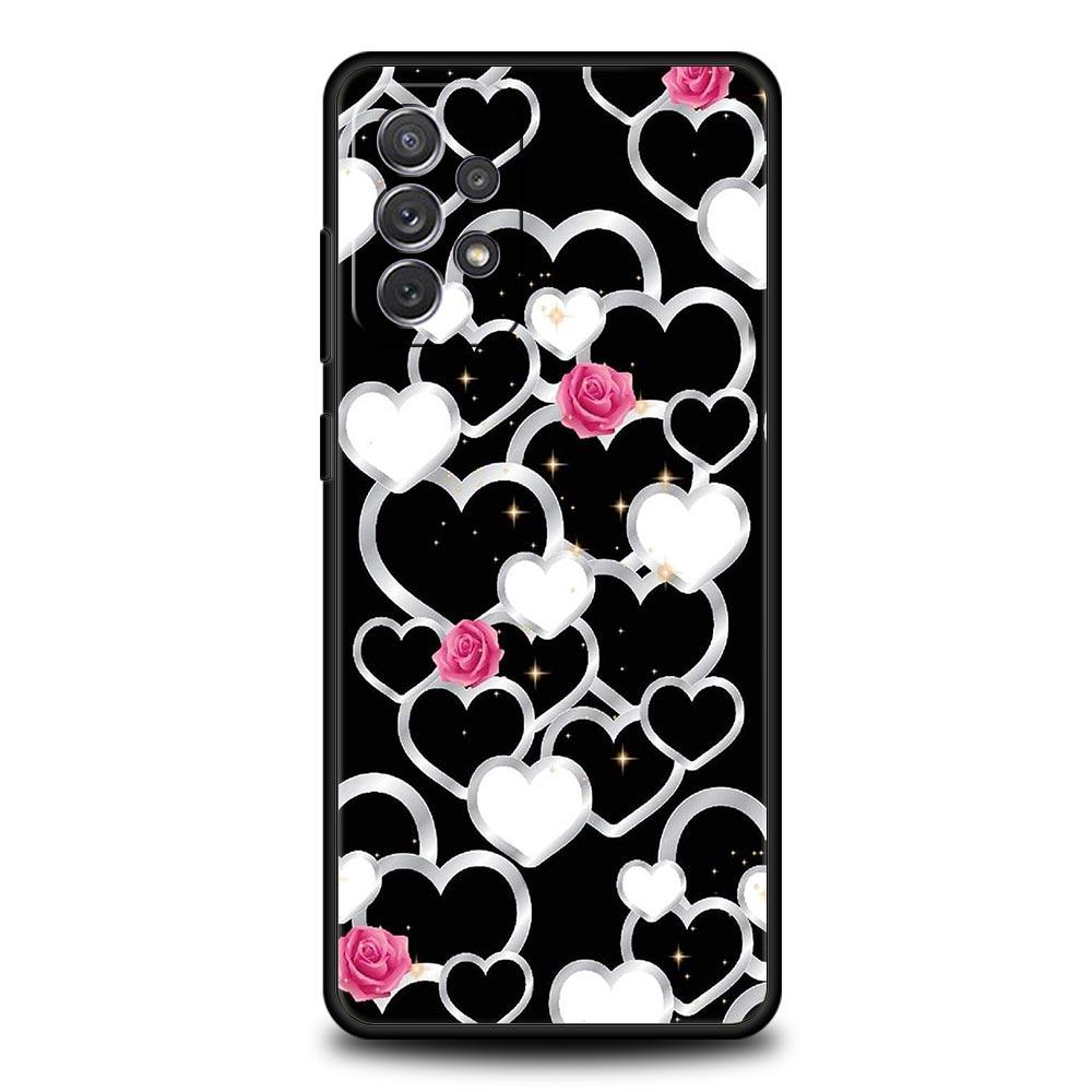 Gold Rose Love Heart Phone Case For Samsung Galaxy A17 A07 A55 A35 A25 A15 A05s A33 A31 A23 A21s A13 A41 A73 A53 A51 A71 Cover