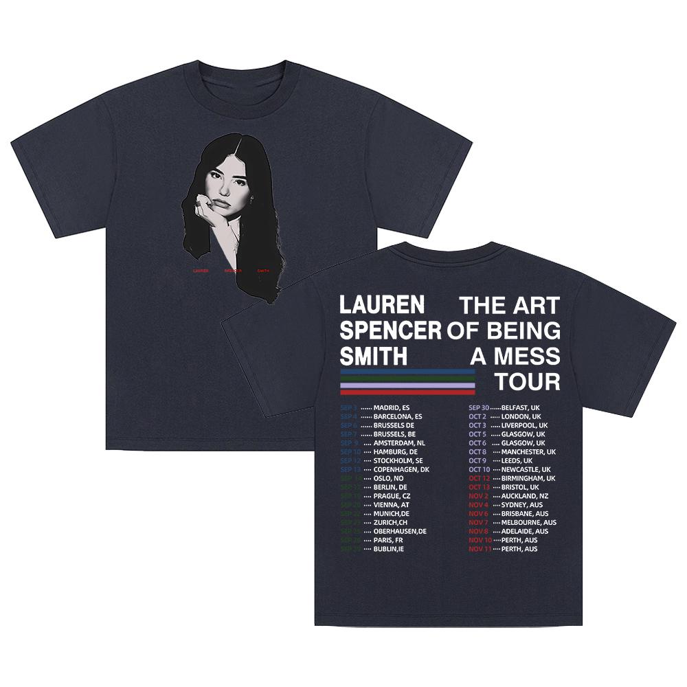 GF Lauren Spencer Smith The Art Of Being A Mess Tour TShirt Crewneck Short Sleeve Cotton Tee for Men Women Streetwear Tops