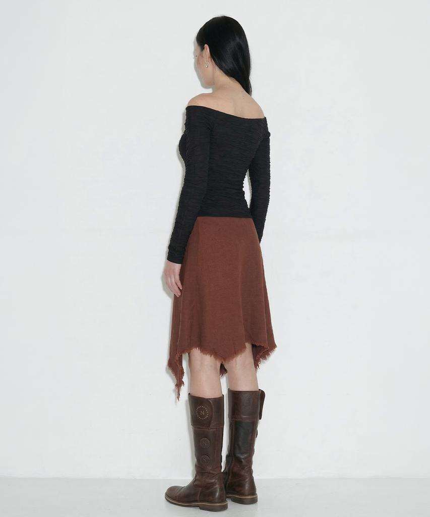Cecese Bohemian Asymmetrical Cut Skirt Brown