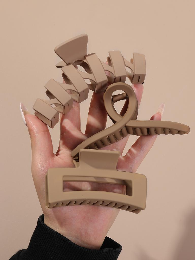 12 Stück Neutrale Farben Quadratische Haarspangen, Mehrere Stile Starker Halt Blume Kieferklemme, Matte Bananenklemmen für Dickes Haar