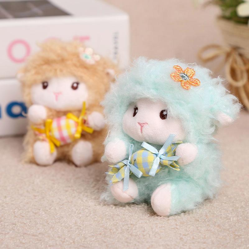 Candy Holder Pendant Plush Seated Sheep Keychain Pendant With Metal Ring Soft Cute Lamb Bag Charm Stuffed Accessory For Backpack