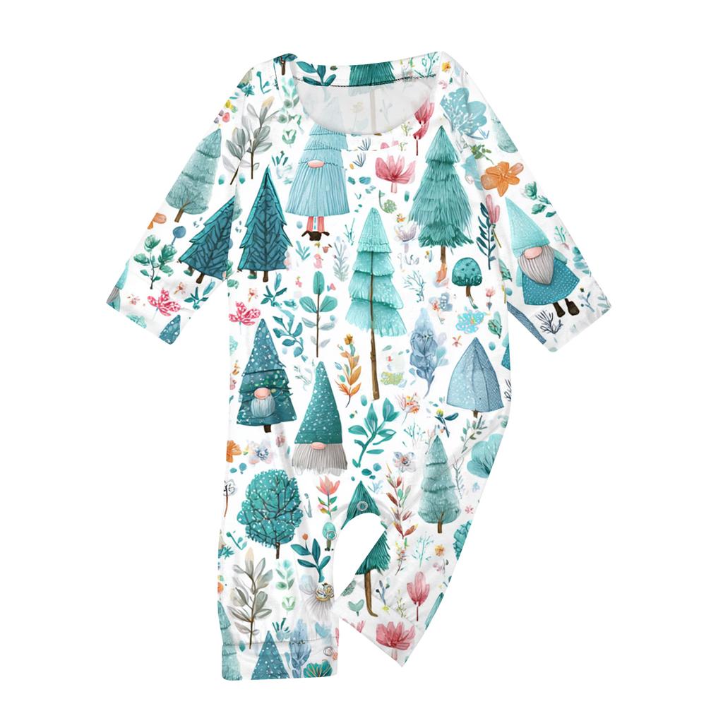 Set haine de casă de Crăciun cu gât rotund imprimat, mâneci lungi și pantaloni lungi pentru părinți și copii