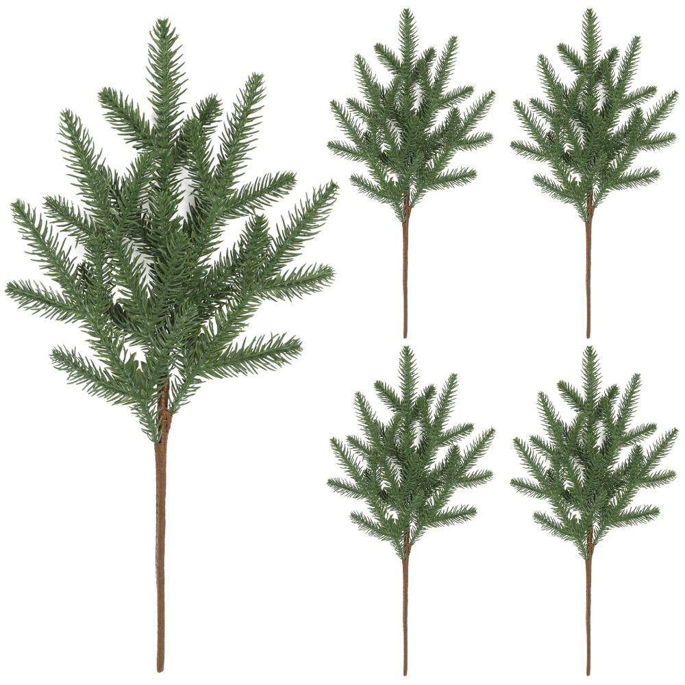 Flocking Green Artificial Pine Branches Plastic DIY Wreath Simulation Ceder Branches Photo Props Christmas Pine Stem Christmas