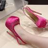 Eilyken Sexy Slingbacks talons hauts extrêmes plate-forme femme pompes concepteur soie cristal bout rond fête strip-teaseuse chaussures