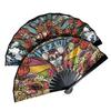 Chinese Style Folding Fan with Trendy Chinese Phrases, Traditional Fan for Students, Silk Cloth Plastic Folding Fan, Portable Summer Folding Fan