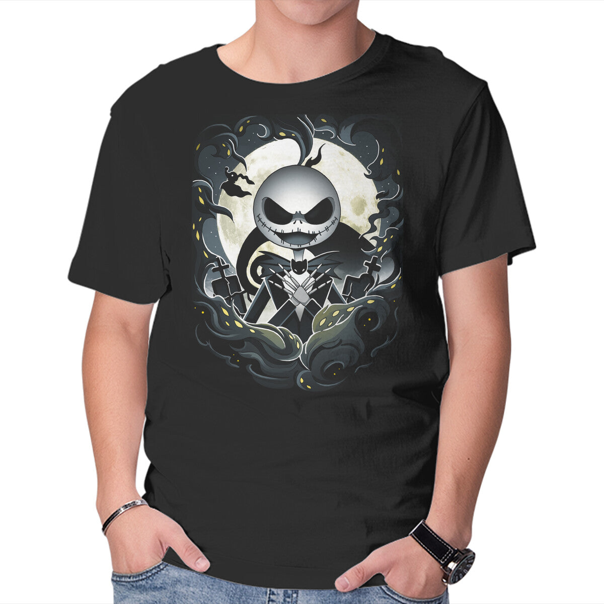 Unisex Crew Neck T-Shirt Darkness King Graphic Short Sleeve Casual Tee L