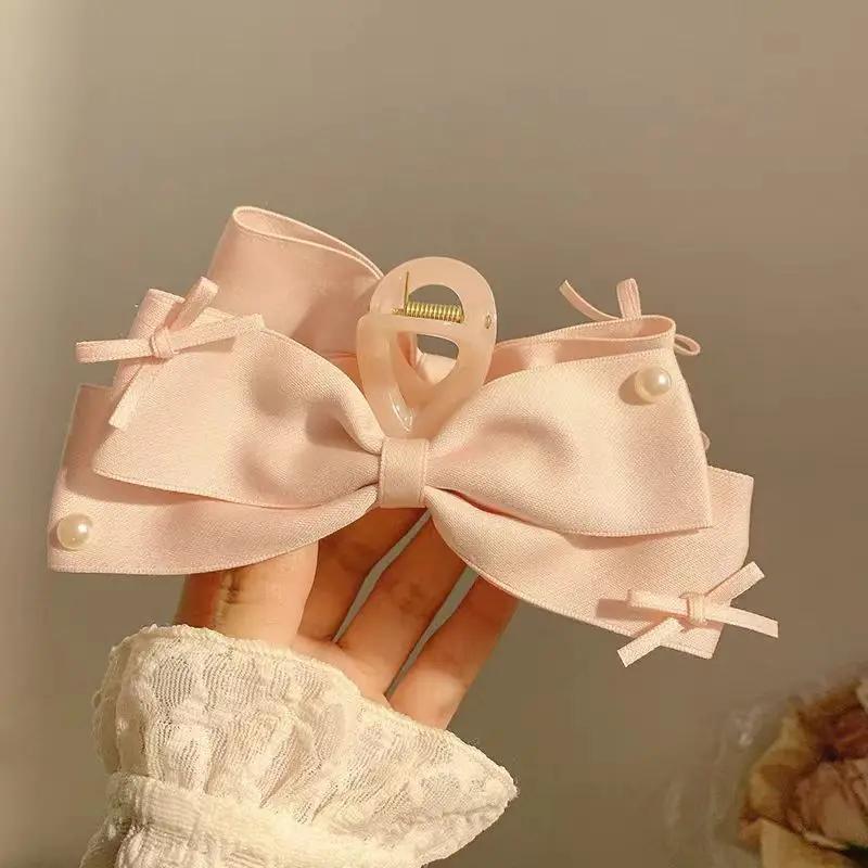 

New Elegant Korean Bow Hairpin Pearl Accessory Simple Hair Clamp Creative Fashionable and Versatile Bow Hair Clip Hair Accessory
