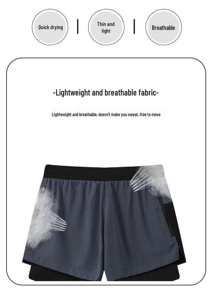 Men's Quick-Dry Summer Sports Shorts with Liner - Three-Quarter Length for Running, Fitness, Track, and Basketball.