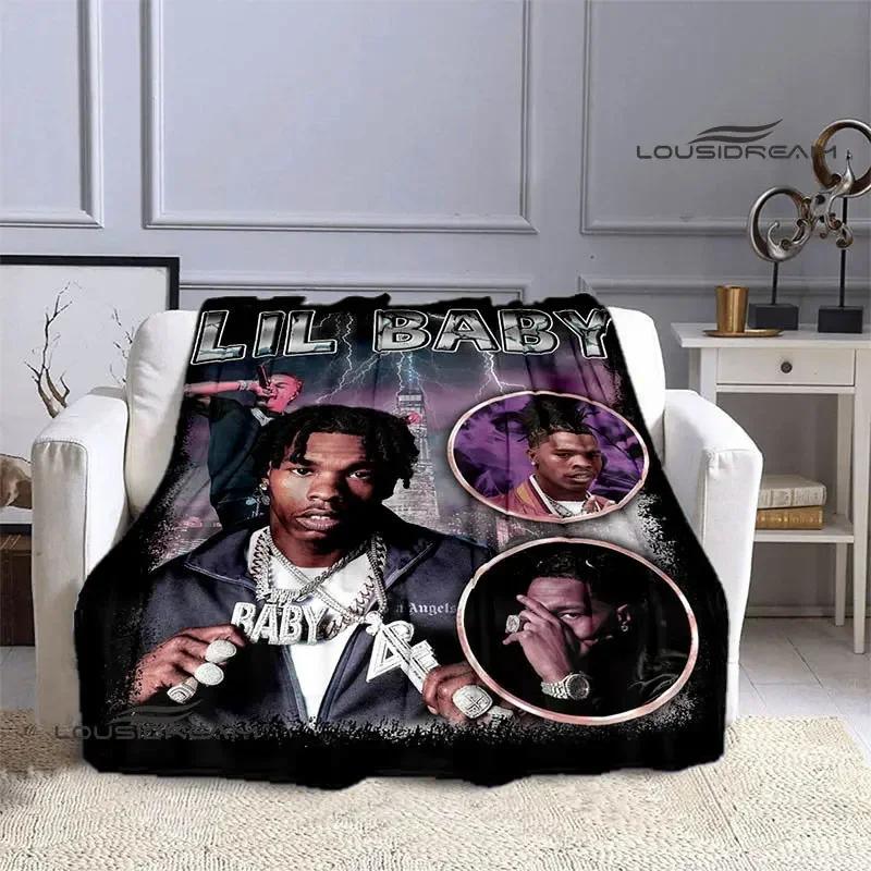 Hip -hop Singer Lil Baby Printing Blanket Picnic Blanket Warm Flannel Blankets Bed Linings Blankets for Beds Birthday Gift