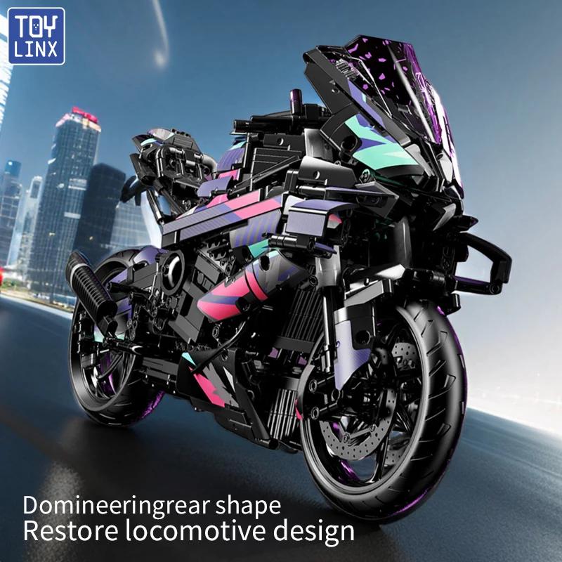 Bbox 1920PCS Large Motorcycle Racing Building Block Model | Men's Desktop Decor & Stress-Relief Toy | ABS Motorcycle Blocks