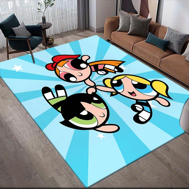 The Powerpuff Girls Collection Anti-slip Floor Mat, Rectangular Carpet for Living Room, Game Area and Bedroom