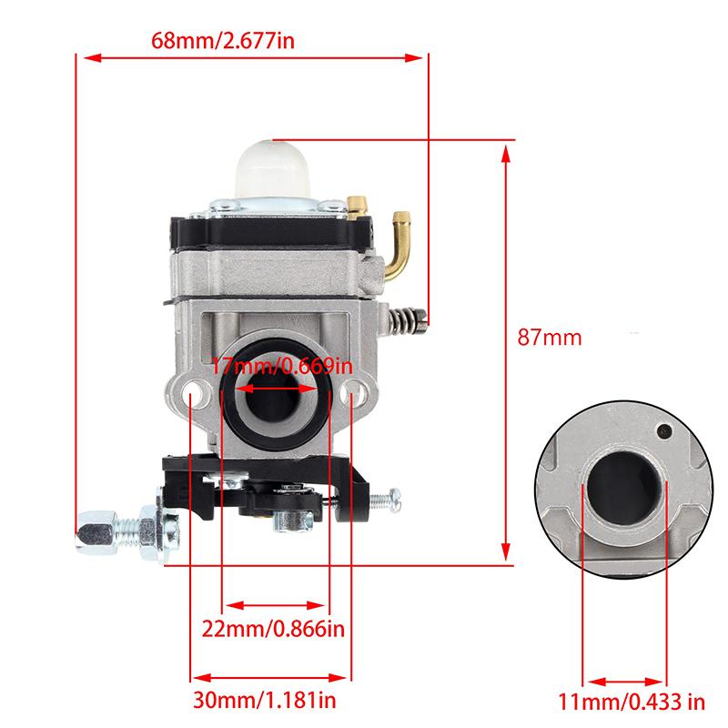 11Mm/15Mm Brushcutter Carburetor For 2-Stroke Hedge Trimmer 22Cc-52Cc Universal Fit Carb Brush Cutter Chainsaw Replacement Part
