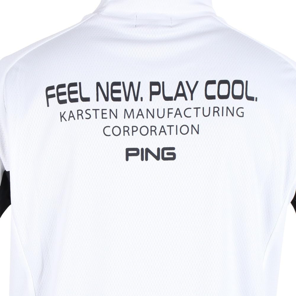 Ping Apparel Men's Short Sleeve High Neck Shirt (Logo Print, Moisture Wicking, Quick Drying) / Golf Undershirt / 621-3168301 030_White, Size S