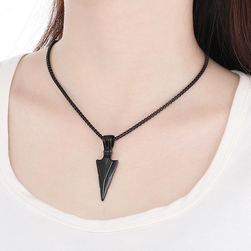 Personalized Stainless Steel Spearhead Pendant Necklace for Men Women Hip Hop Gold Color Long Accessories Rock Trend Jewelry