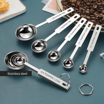 Stainless Steel Measuring Spoons Set Coffee Scoop Kitchen Baking Measuring Tools for Home