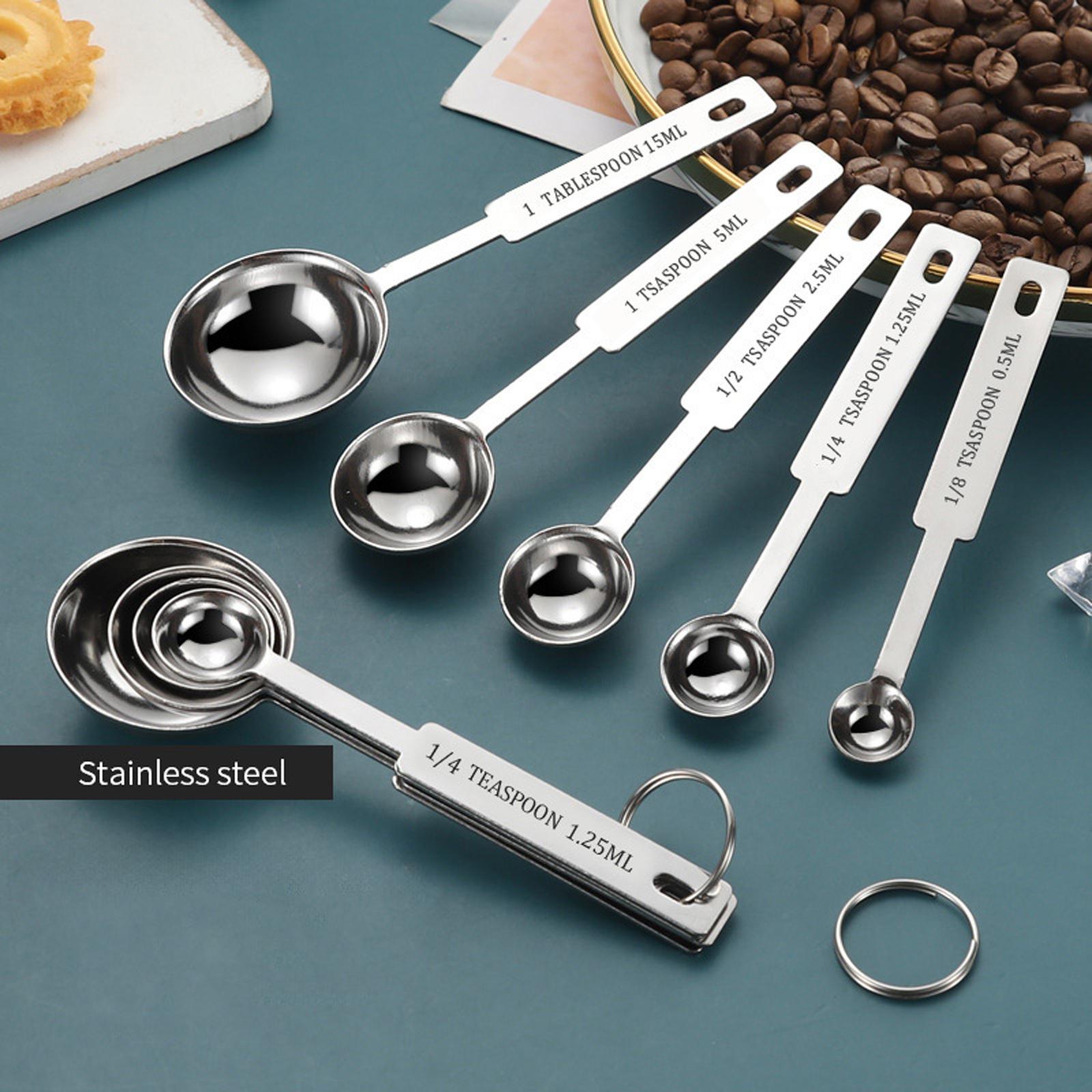 Stainless Steel Measuring Spoons Set Coffee Scoop Kitchen Baking Measuring Tools for Home one size серебряный