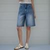 New Arrivals Open Run Women Casual Back Banding Denim Bermuda Pants