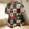 Men's Quick-Dry Round Neck Short Sleeve T-Shirt with Christmas Print for Holiday Party