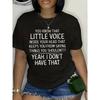 Women Plus Size LITTLE VOICE Print T-Shirt Crew Neck Short Sleeve Spring Summer Casual Top