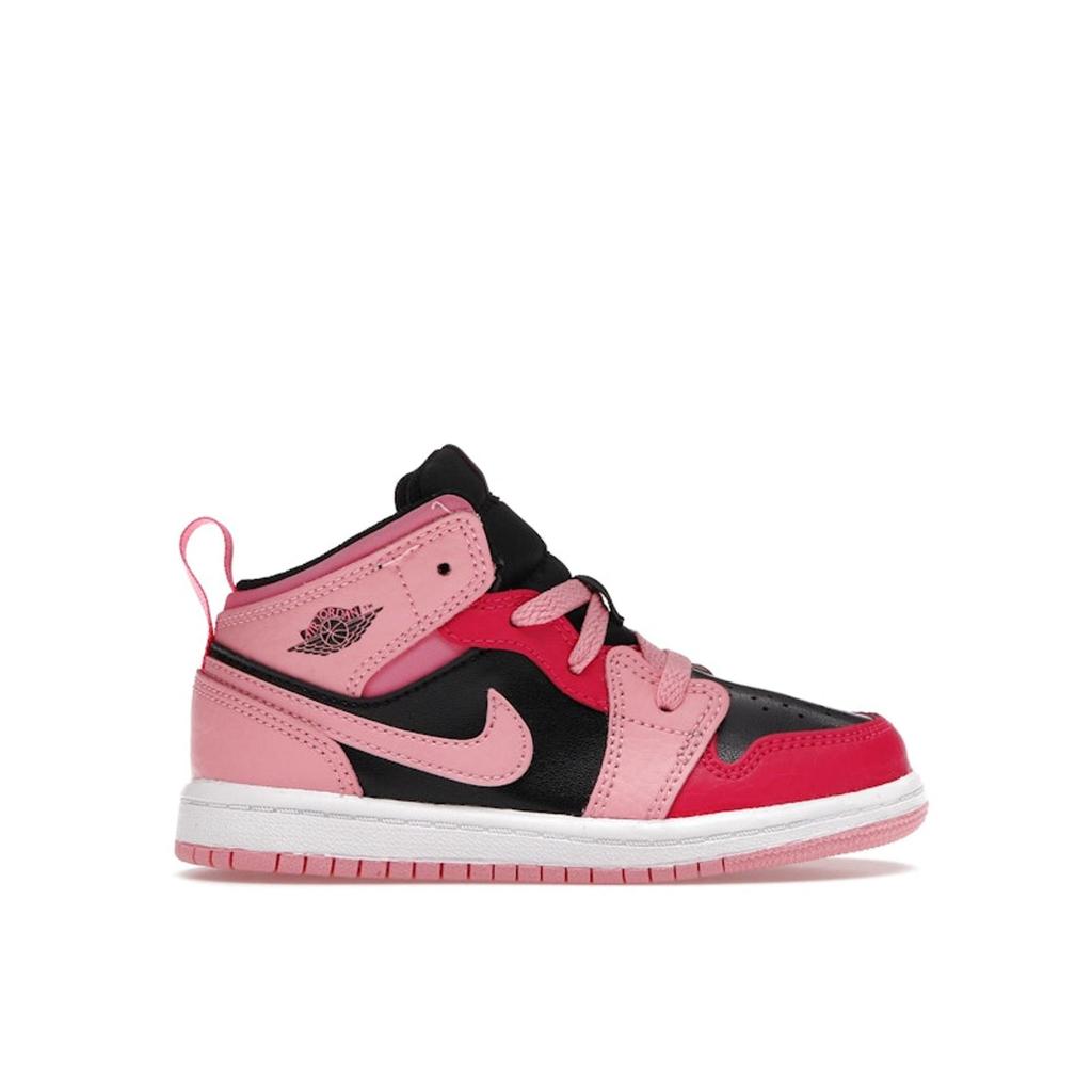 Air Jordan 1 Mid TD Coral Chalk Baby Sneakers Pink Rush-Pink Black 640735-662