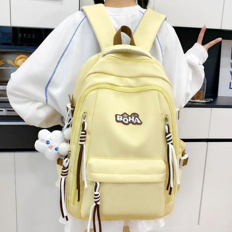 Schoolbag Backpack New Korean Small Fresh Ins Candy Color Trendy Multi-layer Junior High School Student Bag Travel Backpack