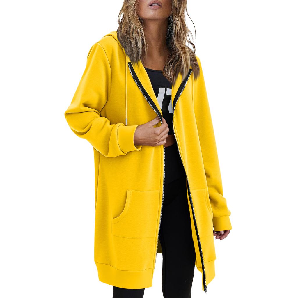 Women Casual Zip Up Fleece Hoodies Tunic Sweatshirt Long Hoodie Jacket