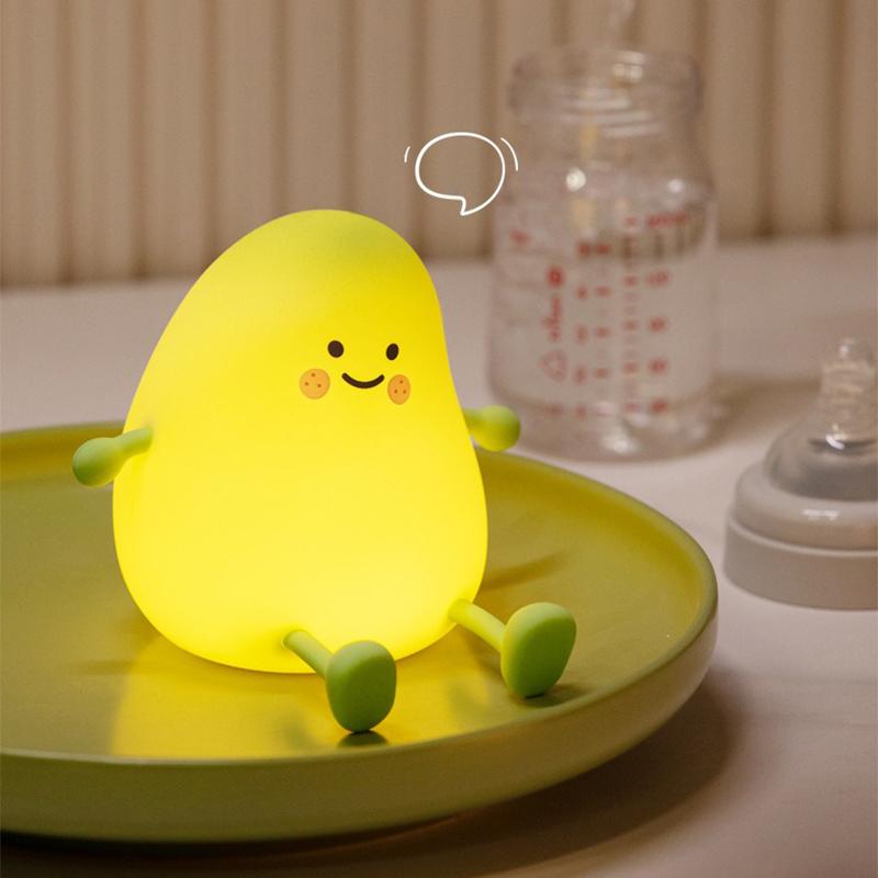 USB Rechargeable Night Light Mango Silicone Night Lights Touch Sensor Bedroom Bedside Cat Lamp With Remote For Kids Baby Gift