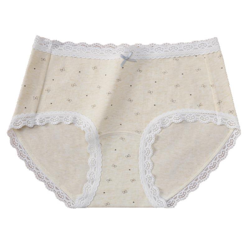 Women Mid Waist Antibacterial Full Cotton Crotch Breathable Seamless Triangle Underwear