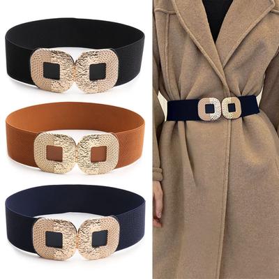 European and American Elastic Belt Women's Buckle Elastic Wide Women's Waist Seal Versatile Dress Coat Sweater Belt