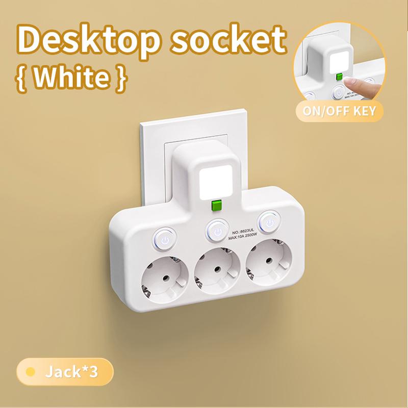 

EU Standard Multi Outlet Power Strip with USB Ports & Individual Switches Universal Travel Extension Cord for Home Office Use