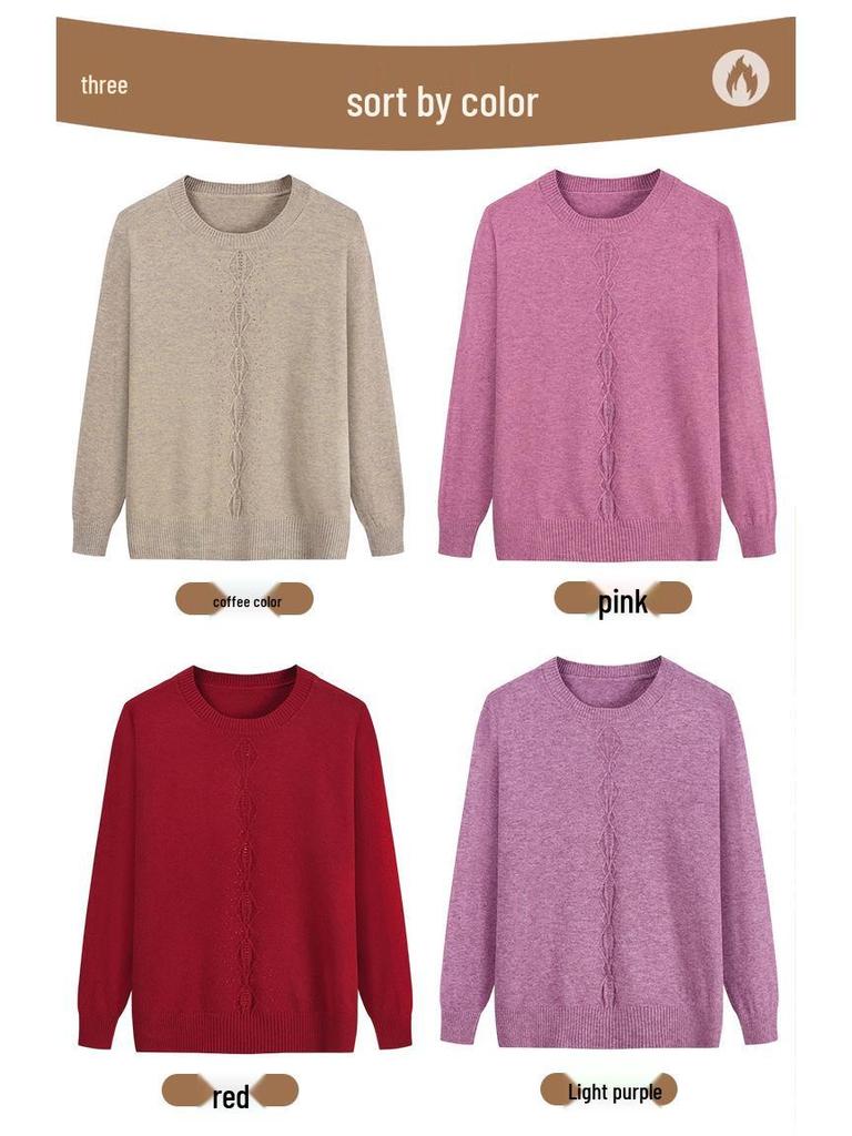 Women's Autumn/Winter Semi-High Neck Top: New Elastic Solid Color Sweater for Middle-Aged and Elderly