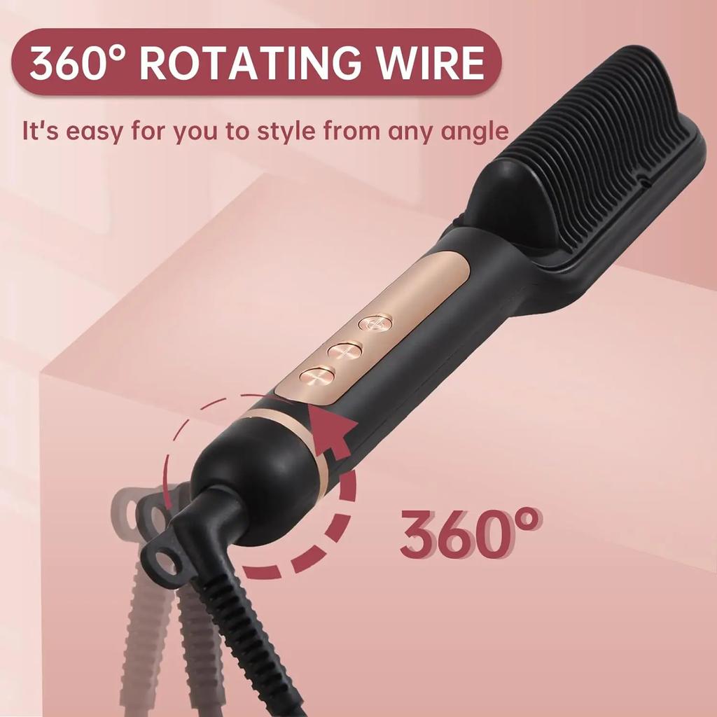 AP02 Negative Ionic Hair Straightener Brush, Fast Heating, Anti-Scald & Auto-Shut Off Hair Brush Straightener for Women