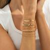 Fashionable and Elegant Rhinestone Metal Bracelet Set, Suitable for Women's Charm Retro Minimalist Twisted Chain Bracelet Jewelry