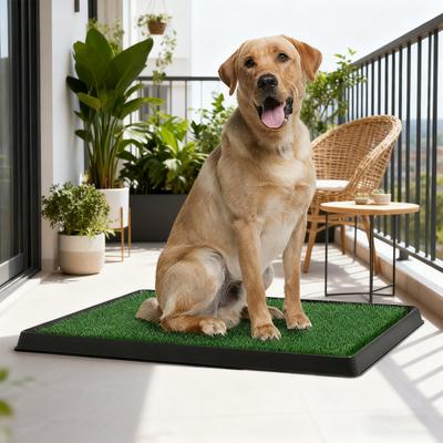 Artificial Grass Dog Pee Pad Fake Turf Pet Potty Pad with Tray Washable 3-Layer Reusable Puppy Training Mat for Indoor Outdoor Use Small Medium Dogs