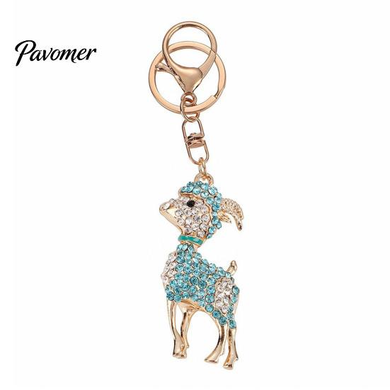 Rhinestone Goat Keychain Bling Lamb for Backpack, Metal Car Key Animal Theme Ring, Sheep Pendant Backpacks and Handbags Chain Decoration