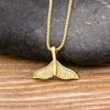 Nidin New Design Fashion Gold Color Copper Zircon Fish Tail Pendant Necklaces For Women Party Dance Birthday Chain Jewelry Gifts
