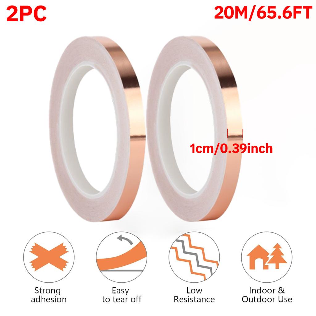 Copper Tape Double-Sided Conductive Copper foil tape for Stained Glass Conductive Tape for Guitar EMI Shielding Crafts