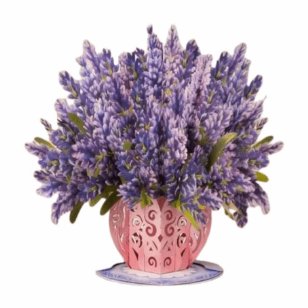 Lavender 3D Pop Up Flower Bouquet Card Romantic Wedding Blessing Card  Mothers Day