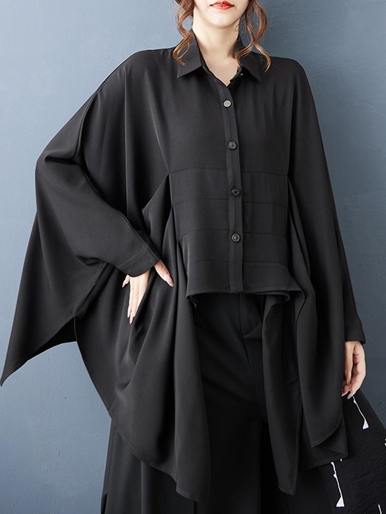Xitao Irregular Loose Black Female Blouse GJ1244