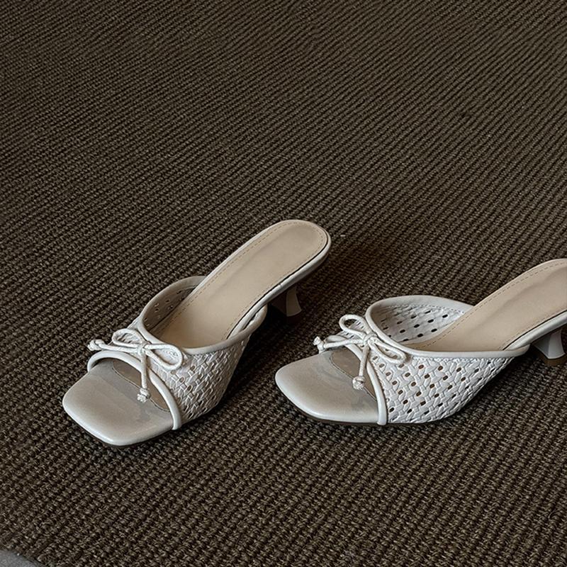 Fashion Butterfly-knot Woman Slippers Fashion High Heel Slides Ladies Concise Party Dress Summer Shoes