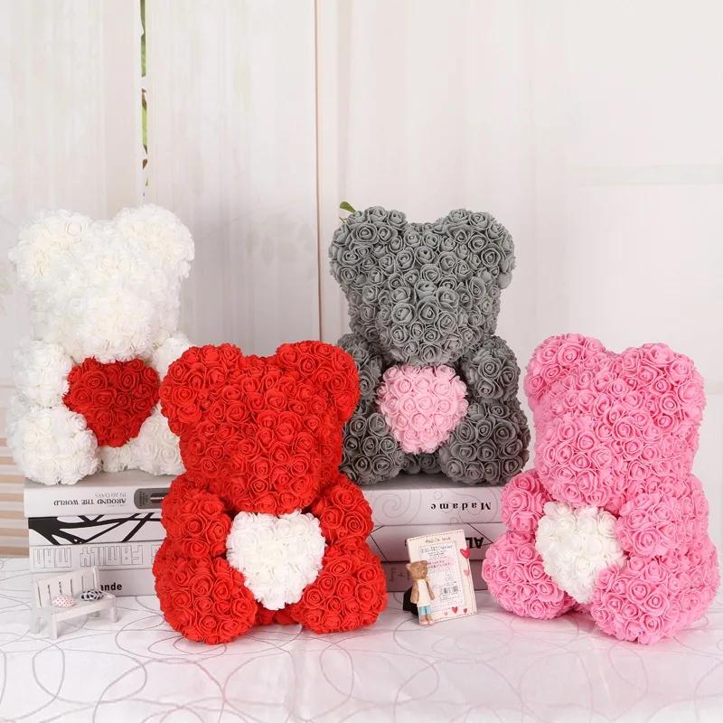 Uflower 100Pcs Artificial Foam Rose Flowers Head PE Fake Flower for Wedding Party Home Dceor DIY Bear Rose Valentines Day Gifts