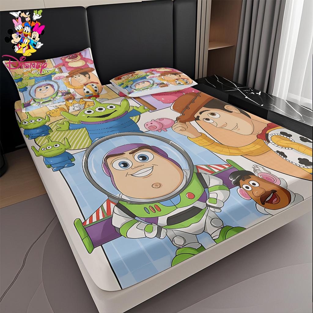 2/3pcs Disney Toy Story Cozy Fitted Sheet Set 100% Polyester Digital Print Festive Bedroom & Dormitory Decoration