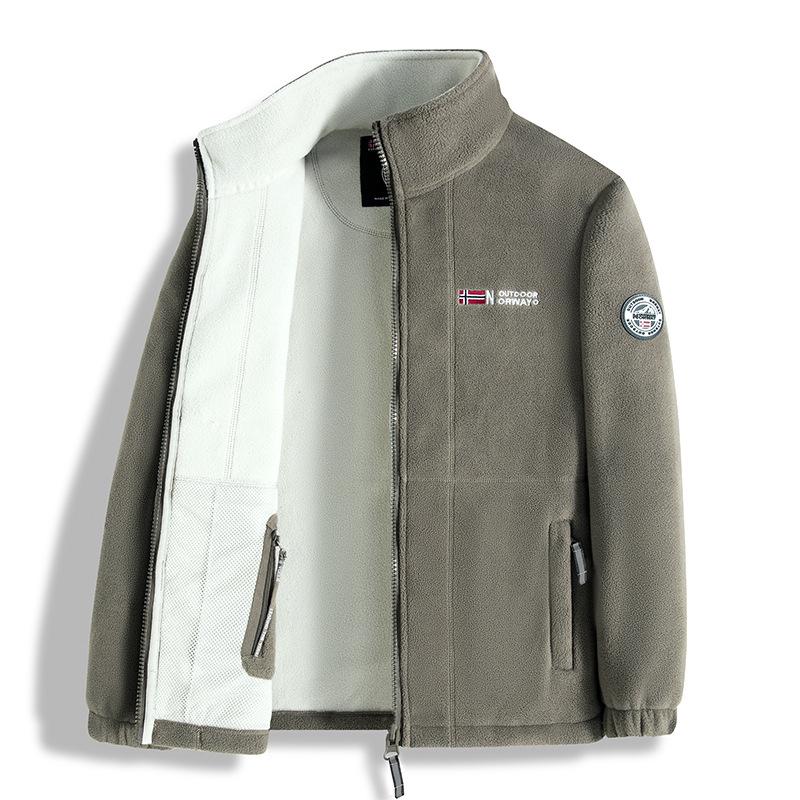 Giacca da uomo in pile Sherpa norvegese double-face: Business Casual, Outdoor, Caldo, Con Velluto e Spessore per Autunno/Inverno.