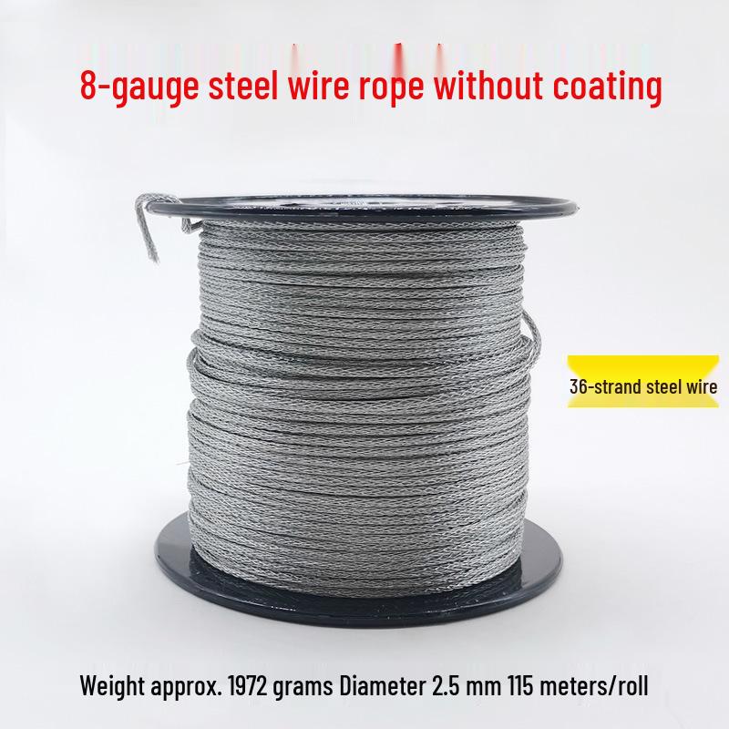 Uncoated Steel Wire Rope 1.2-2.5mm - Safety, Decorative Pull Cord for Hanging, Tags, Clothesline, and Lights