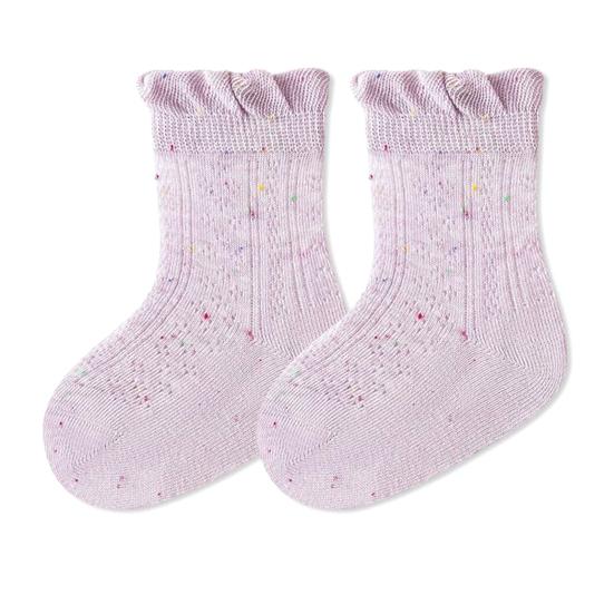 

1 Pair Baby Cotton Socks for Summer Seamless Thin Crew Socks for Newborns Girls Breathable Mesh Stretchy Socks for Infant Toddler Daily Wear S фиолетовый