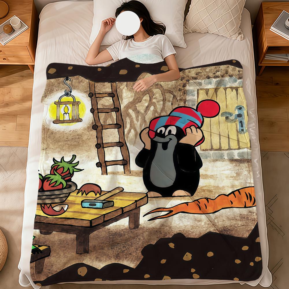 Soft Warm Plush Blanket Fuuny Cartoon Dorm M-Mole Sofa Living Room The Pet Hogar Bed Little Gift Nap K-Krtek Cute Home Flannel